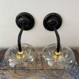 Pair of smoked glass wall sconces