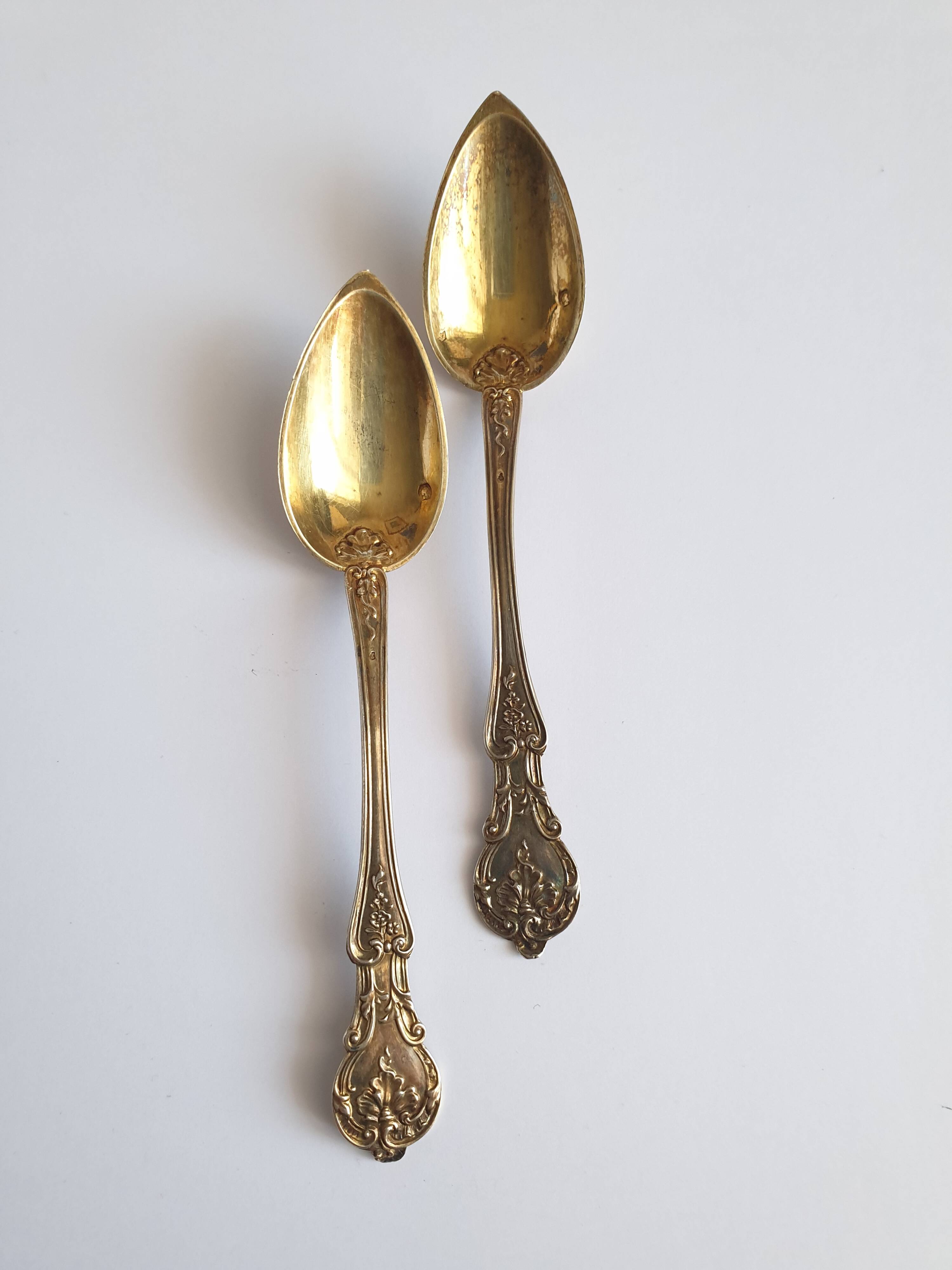 2 spoons solid silver vermeil minerva 2