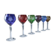 Series of 6 colorful Lorraine crystal roemers