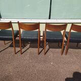 Ensemble de 4 chaises scandinaves teck cuir noire