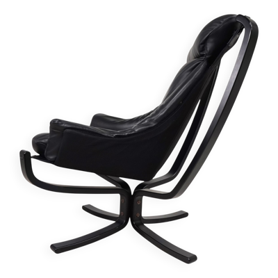 Fauteuil Lounge en cuir Viking Poltrona Frau par Sigurd Resell, 1970