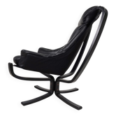 Fauteuil Lounge en cuir Viking Poltrona Frau par Sigurd Resell, 1970