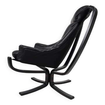 Fauteuil Lounge en cuir Viking Poltrona Frau par Sigurd Resell, 1970