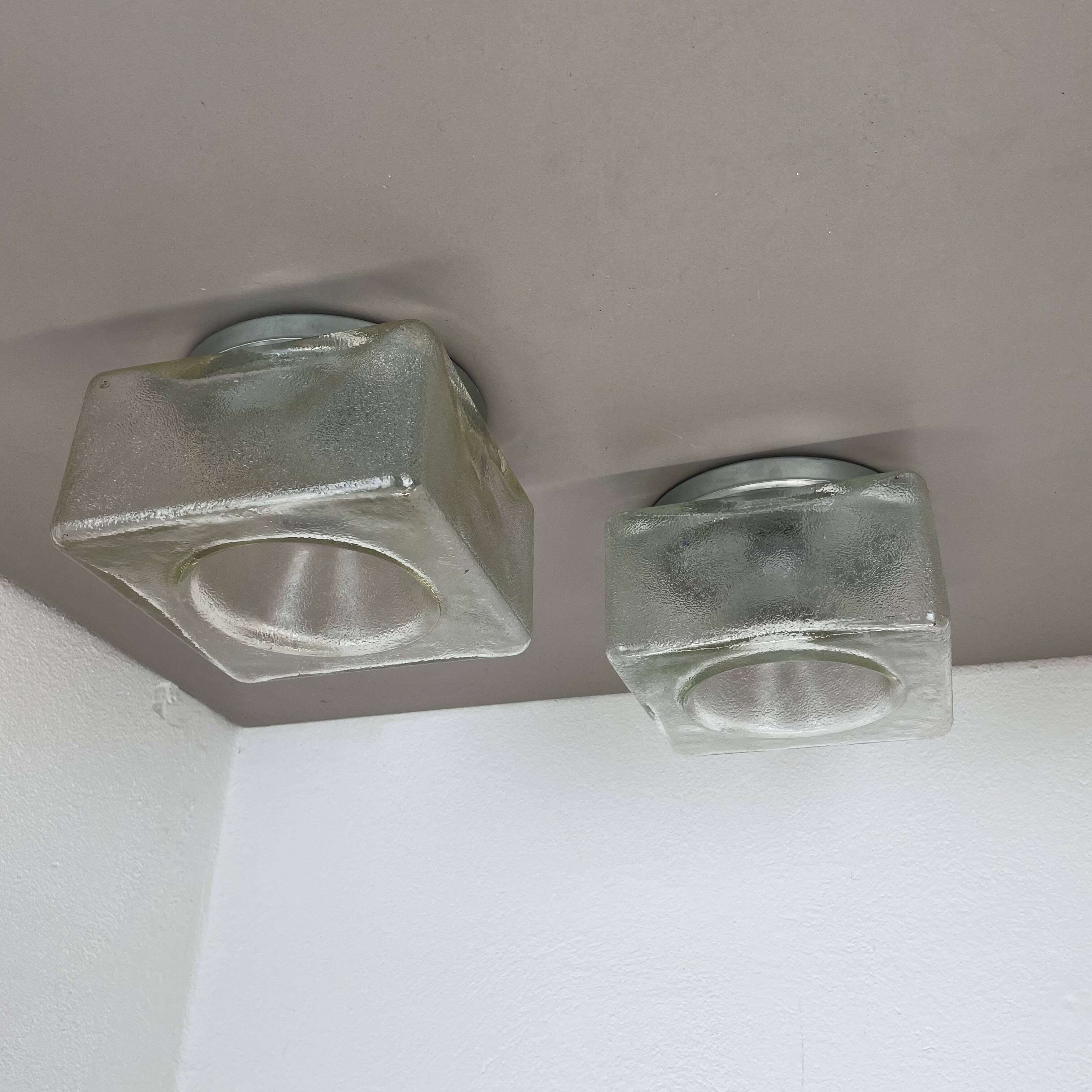 set of 2 CUBIC Ice Glass Ceiling Light, by J. T. Kalmar Lights, Austria