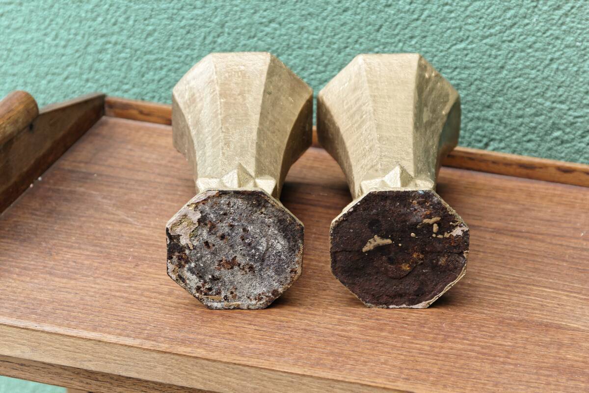 Pair of cast iron cone vases, art deco