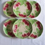 Six slip plates with strawberry decoration