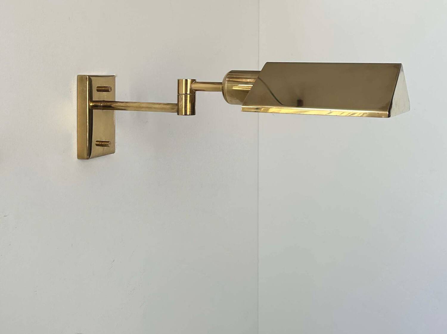 Vintage adjustable wall lamp, solid brass, France 1970