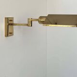 Vintage adjustable wall lamp, solid brass, France 1970