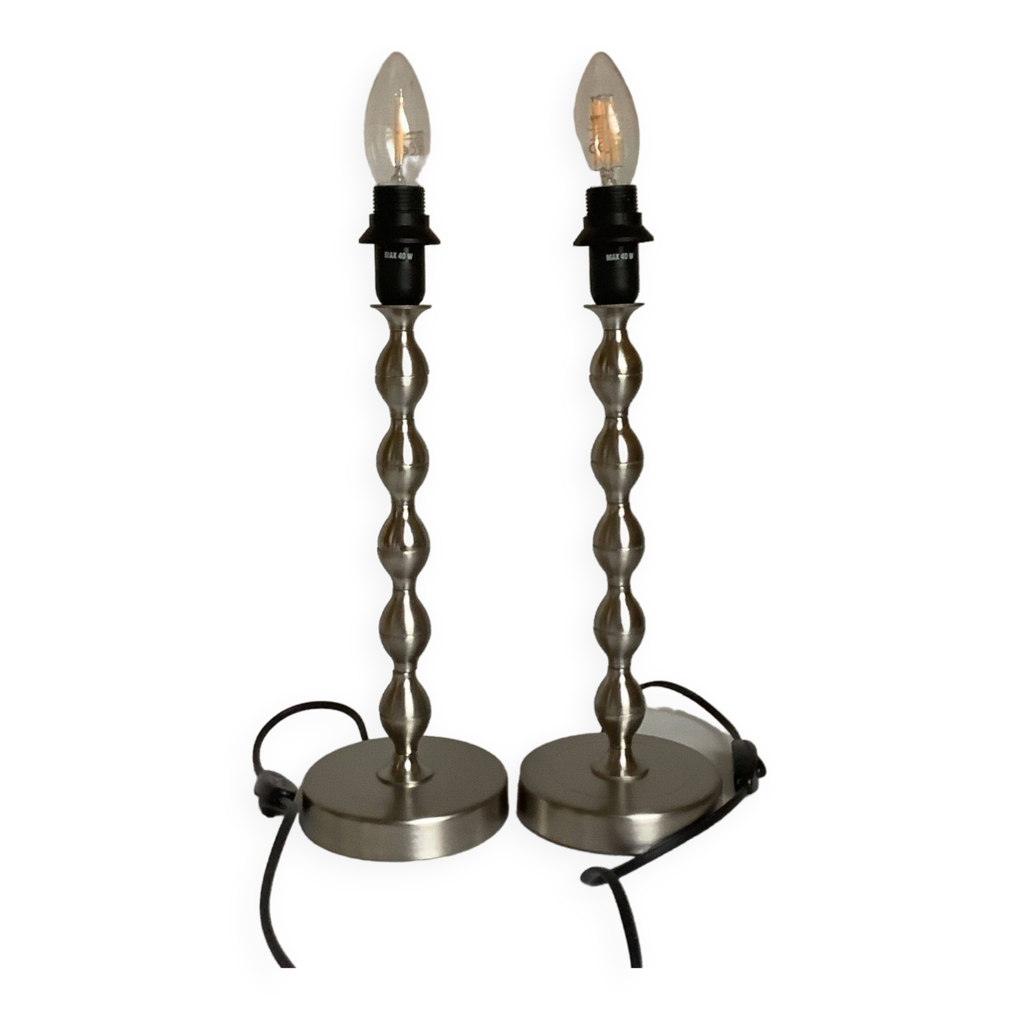 Pair of Maria Vinka silver steel lamps