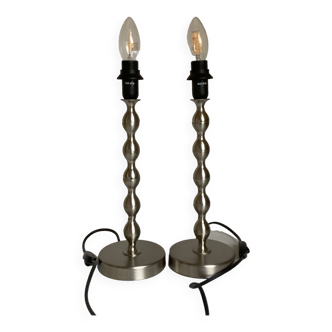 Pair of silver steel lamps Maria Vinka