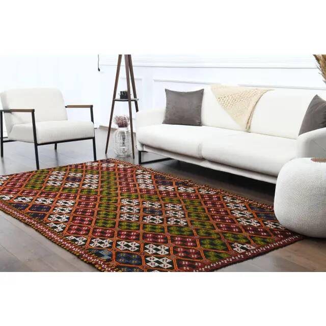 1970s Vintage Turkish Hand-Knotted Wool Cotton Brown Area Rug 159x278