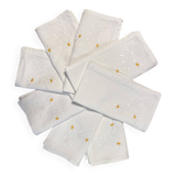 Serviettes anciennes brodées main marguerite - voile de lin - 52x52 cm