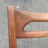 Chaise scandinave en bois palissandre 1960 / 1970 et tissu carreaux marron vintage