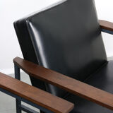 Vintage black bauhaus lounge armchair, 70s