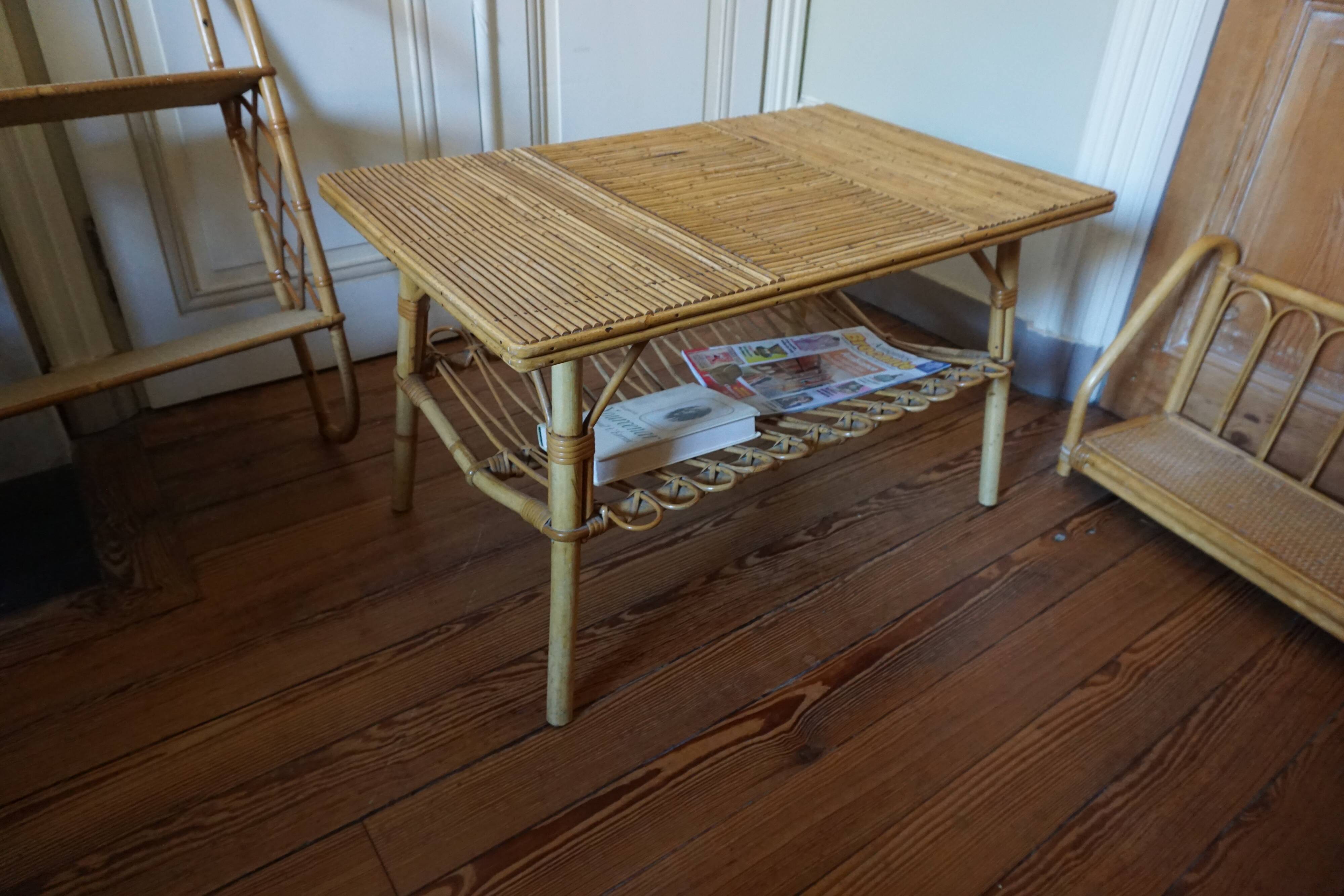 Rattan coffee table, 1960s-70s