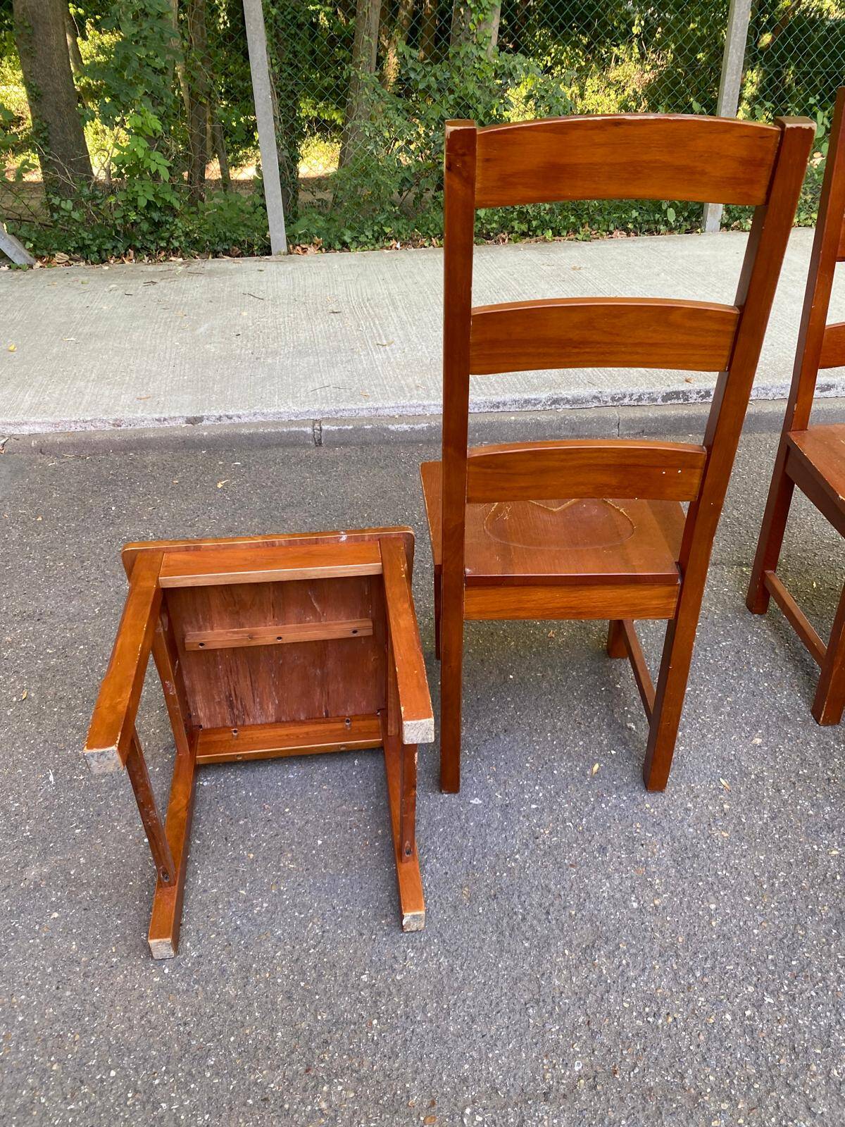 4 solid wood dining chairs in modern country style