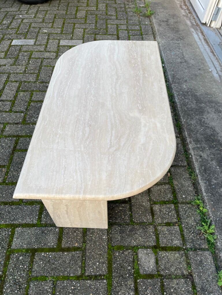 Vintage travertine teardrop coffee table