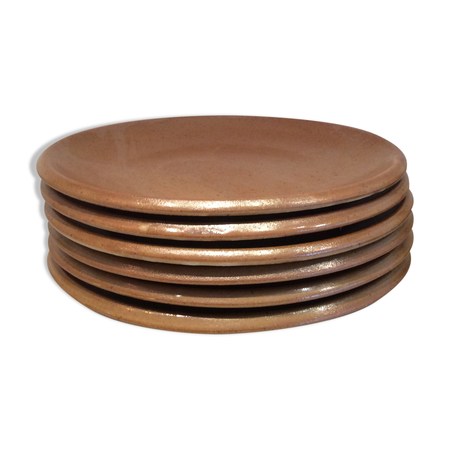 6 assiettes à desset en grès vintage