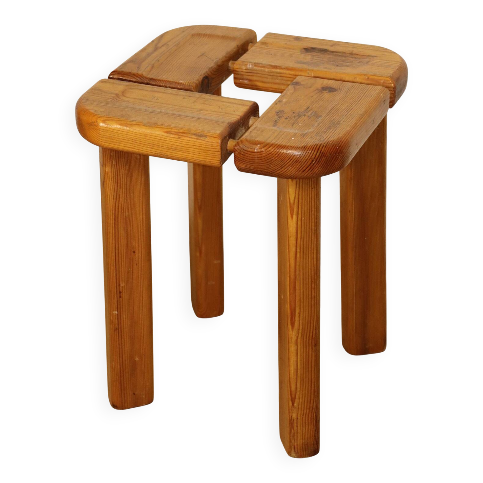 Vintage pine stool by Olof Ottelin - 1960