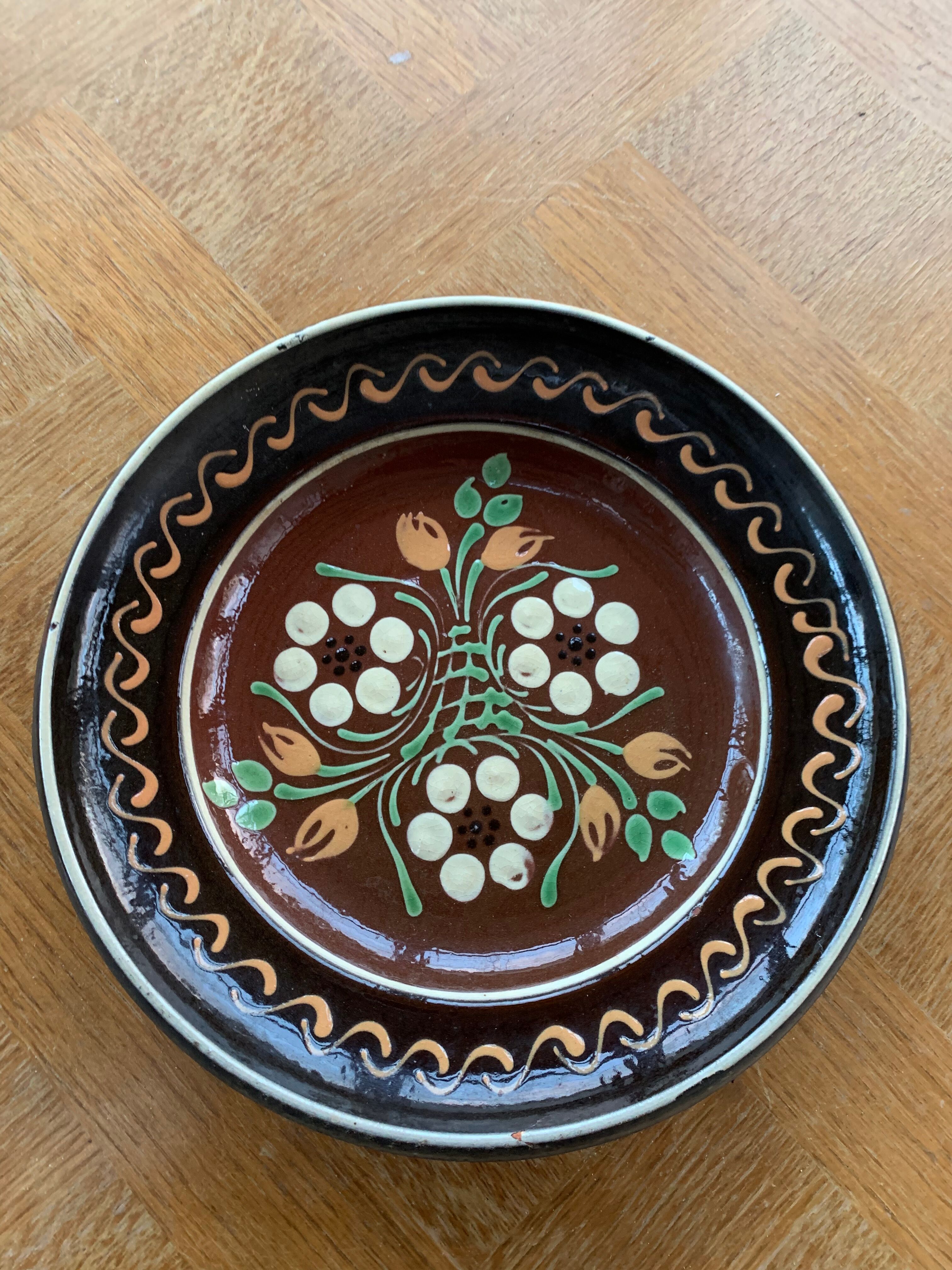 Assiette décorative poterie alsacienne signée henri siegfried soufflenheim vintage