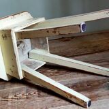 Workshop stool in antique patinated solid wood