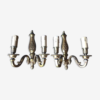 Pair of Bronze Louis XV style appliques with 2 lights