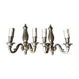 Pair of Bronze Louis XV style appliques with 2 lights