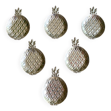 6 Vintage silver-plated table bowls with pineapple decor - 1960