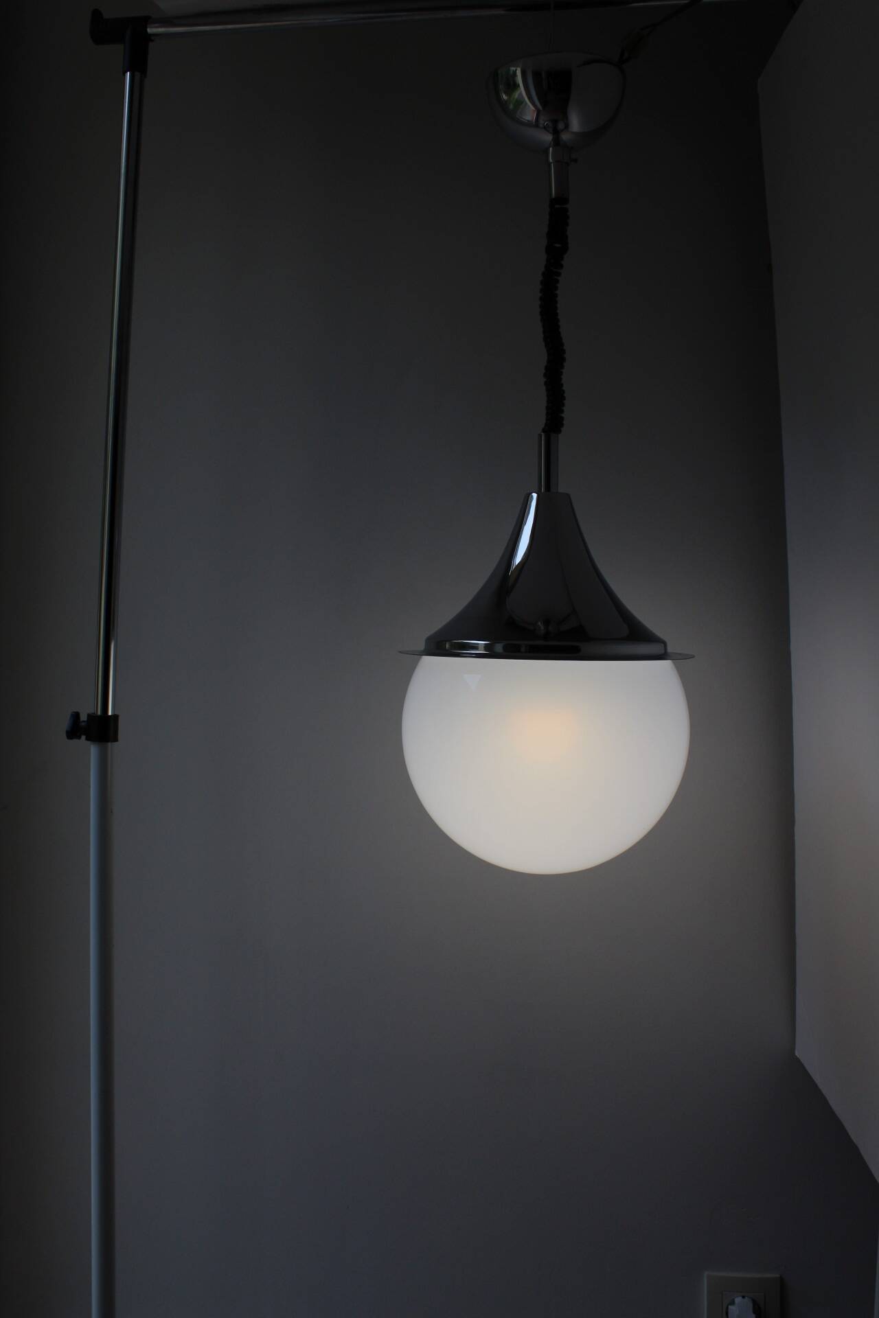 Space Age glass and chrome ball pendant light