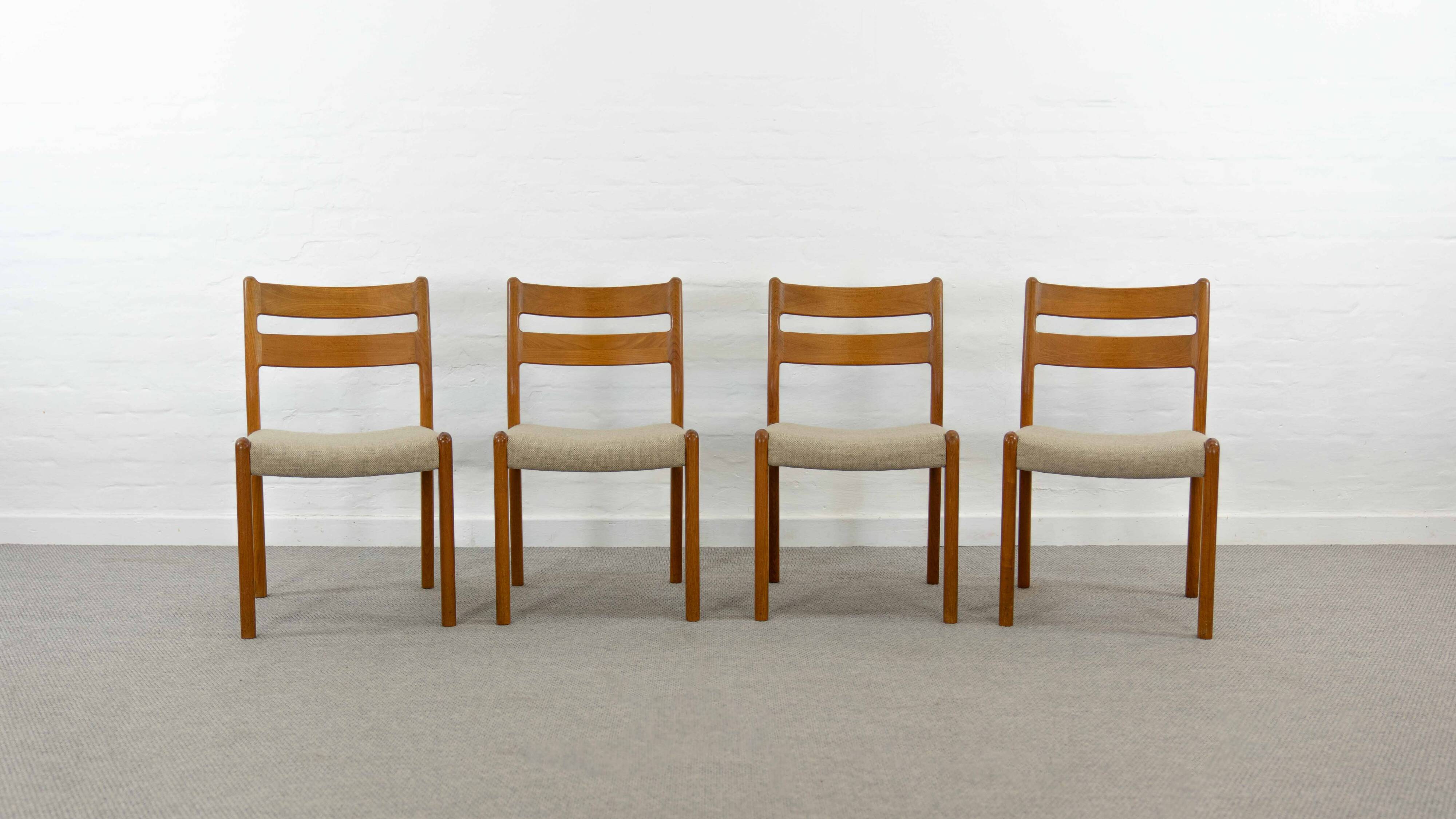 Chaises de Salle à Manger Mid-Century en Teck par EMC, Danemark, années 60, Set de 4