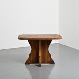 Solid wood dining table, French Alps, around 1970.