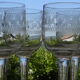 Set of 4 old balloon glasses in blown glass, engraved frieze