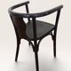 Curved black lacquered wooden armchair in Thonet style