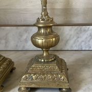 Pair of gilded bronze candlesticks in the Napoleon III style.