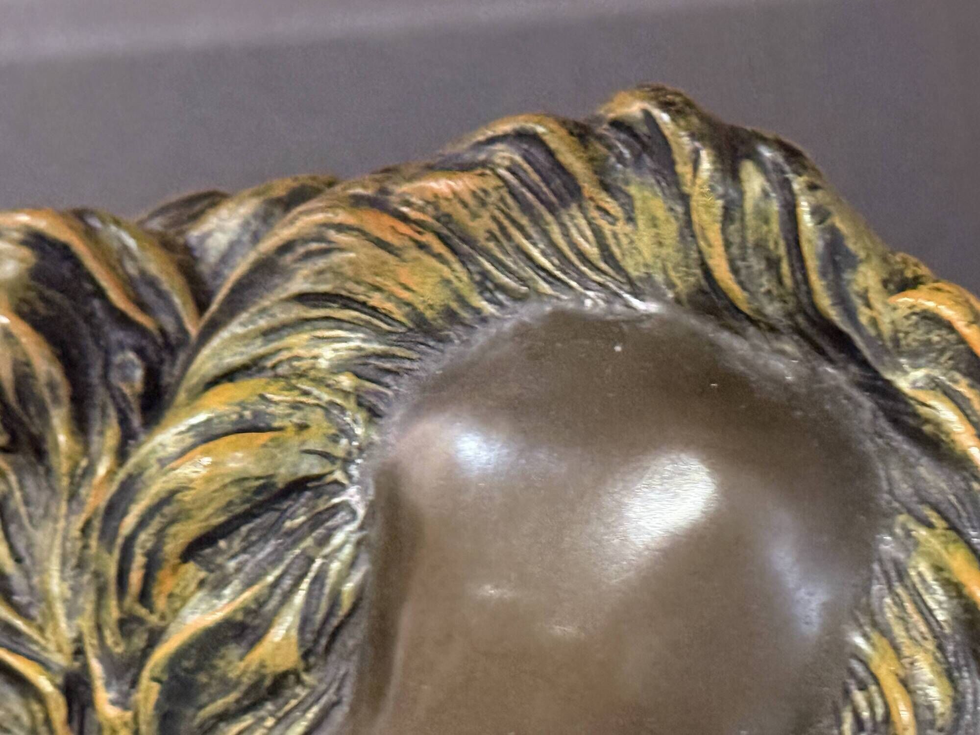 Antique Cold-Painted Bronze Lion Fighting a Snake, After Antoine-Louis Barye