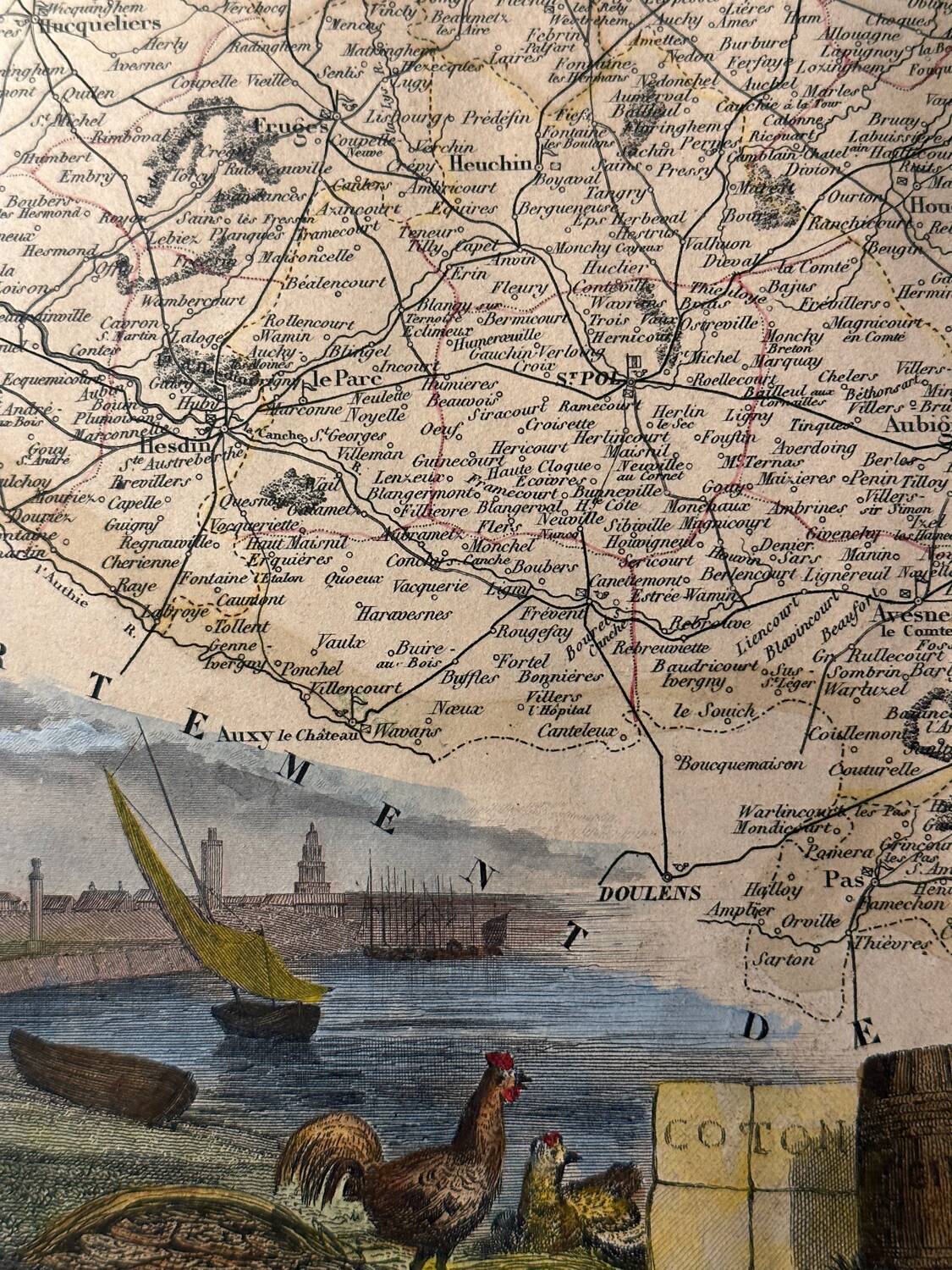 Carte géographique ancienne du Département du Pas-de-Calais - 1860