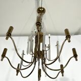 Vintage brass and glass Stilkronen chandelier, Italy 1970s