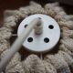 3 70s pendant lights - fabric and rattan