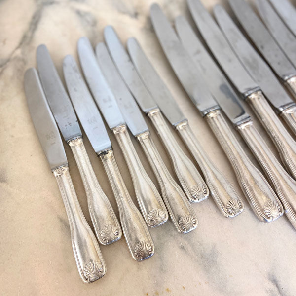 Set of 18 antique knives, silver metal