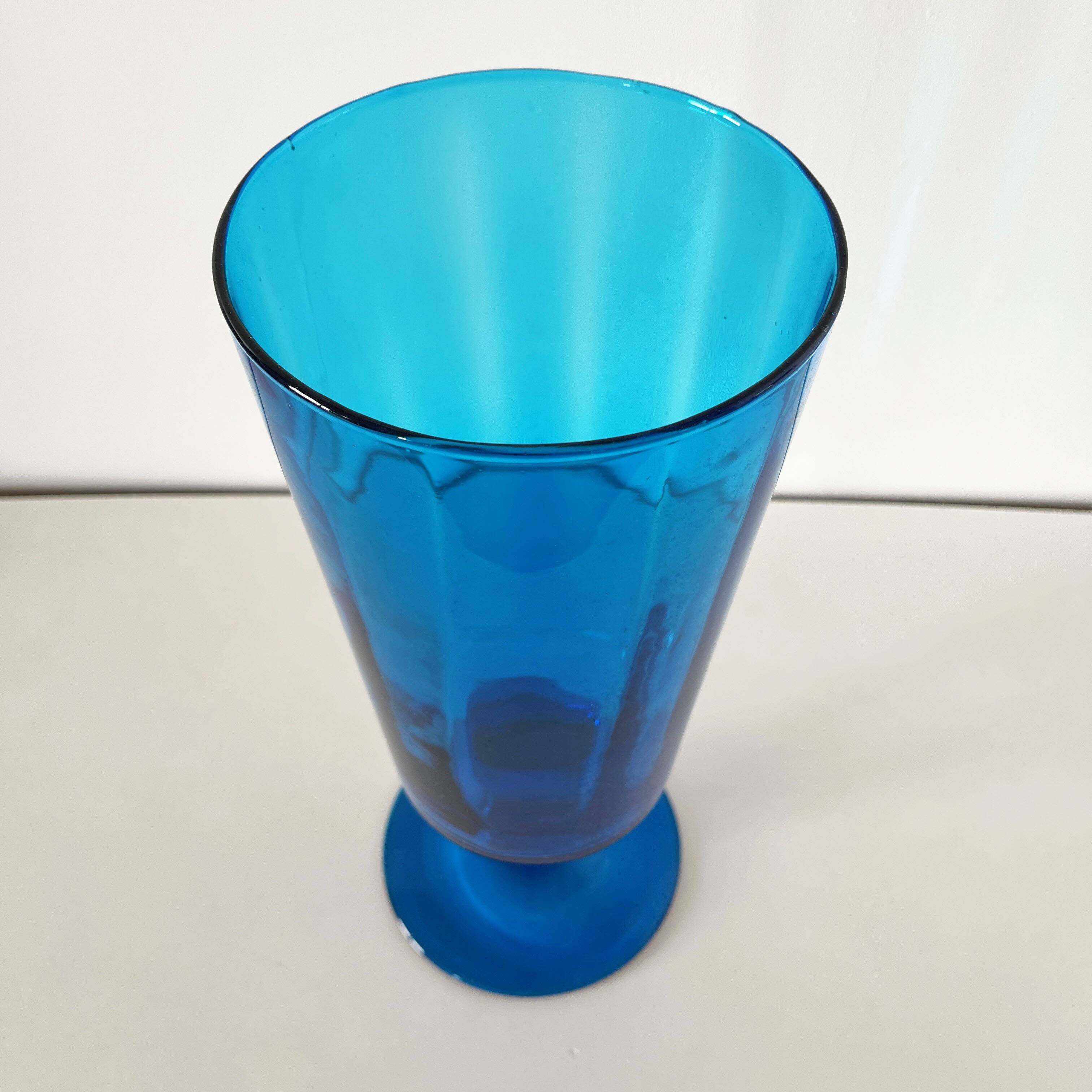 Blue pedestal vase - Italy Empoli 1960