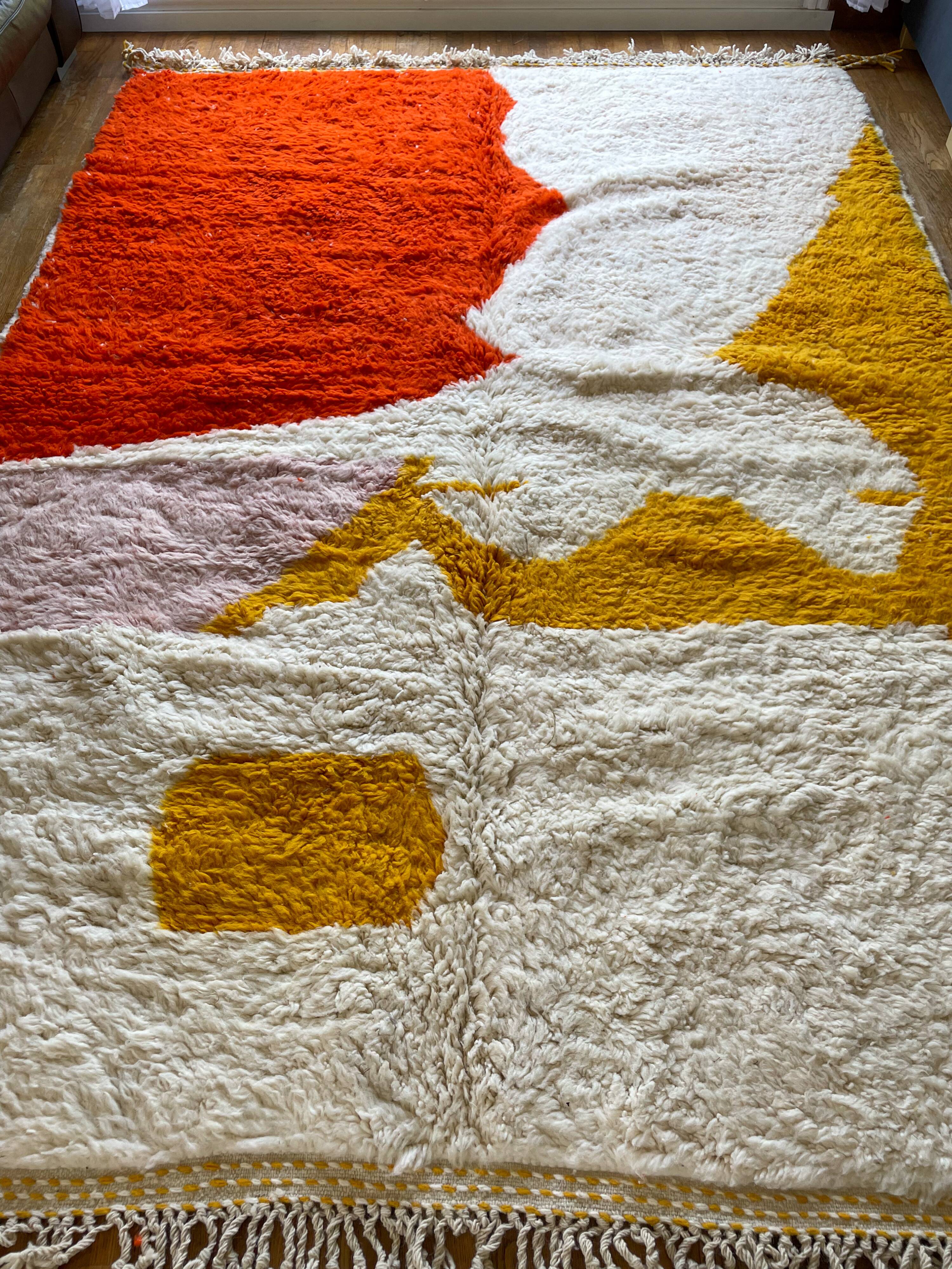 Moroccan carpet blessed ouarain orange yellow pink modern