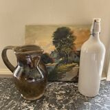 Glazed stoneware pitcher