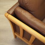 Brown leather sofa, Danish design, 1970s, production: Denmark