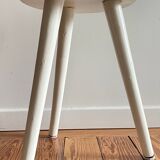 Tabouret tripode bois blanc vintage