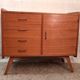 Commode en chêne, pieds compas, années 60