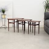 Ensemble de trois tables en palissandre, design danois, années 60, production : Danemark