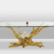 Pierre Duval Brasseur. Dining table in gilded brass. Circa 1970.