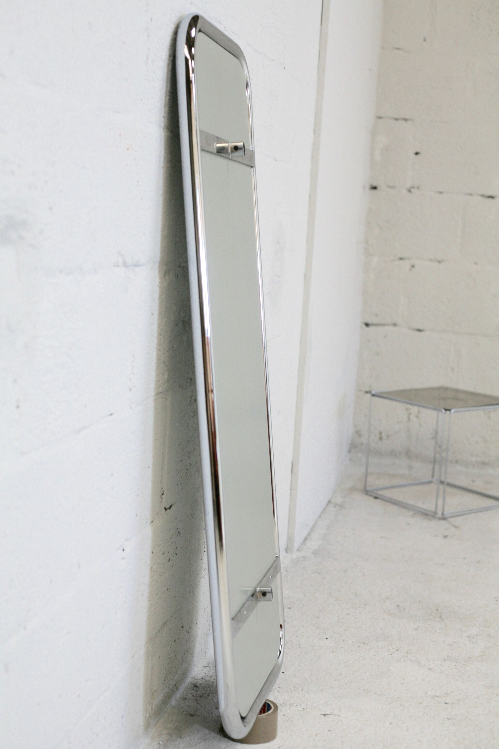 Pair of 70s tubular mirrors, chrome steel