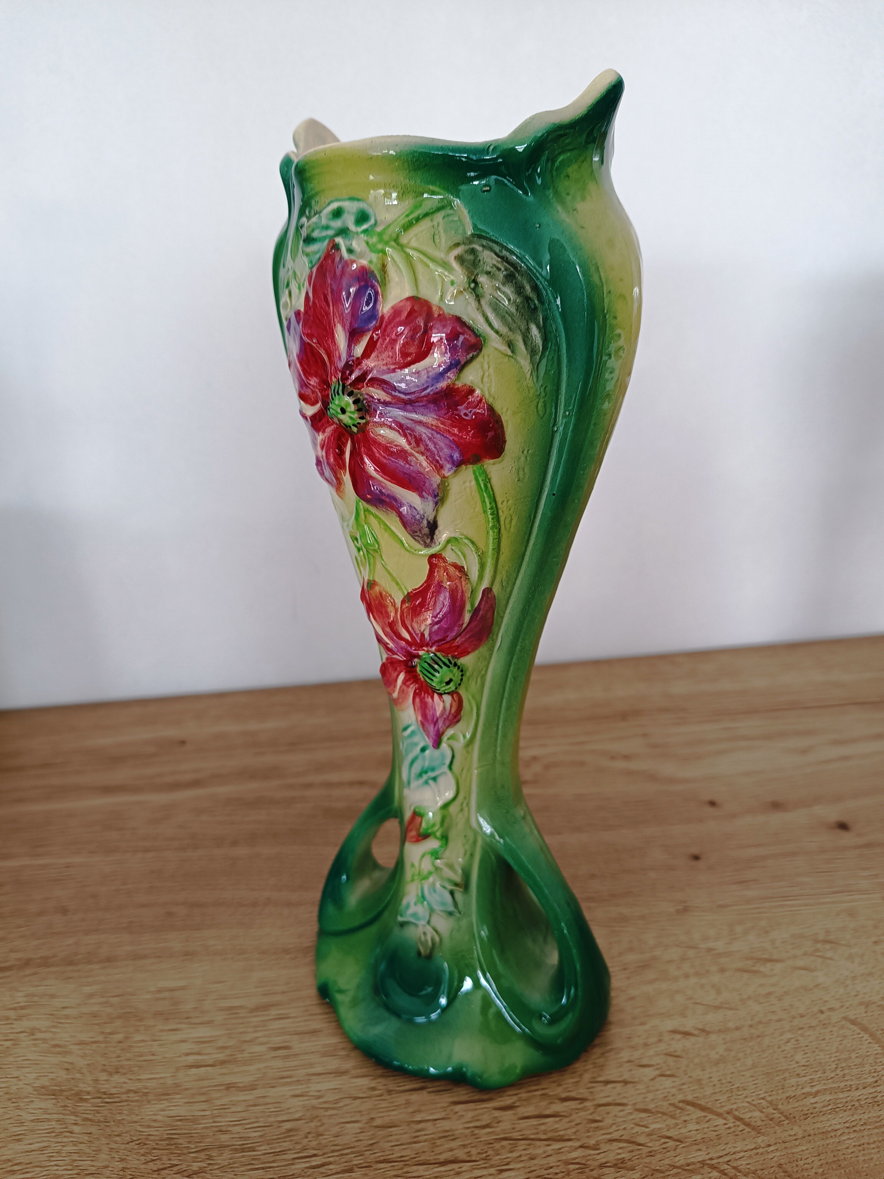 Pair of art nouveau slip vase