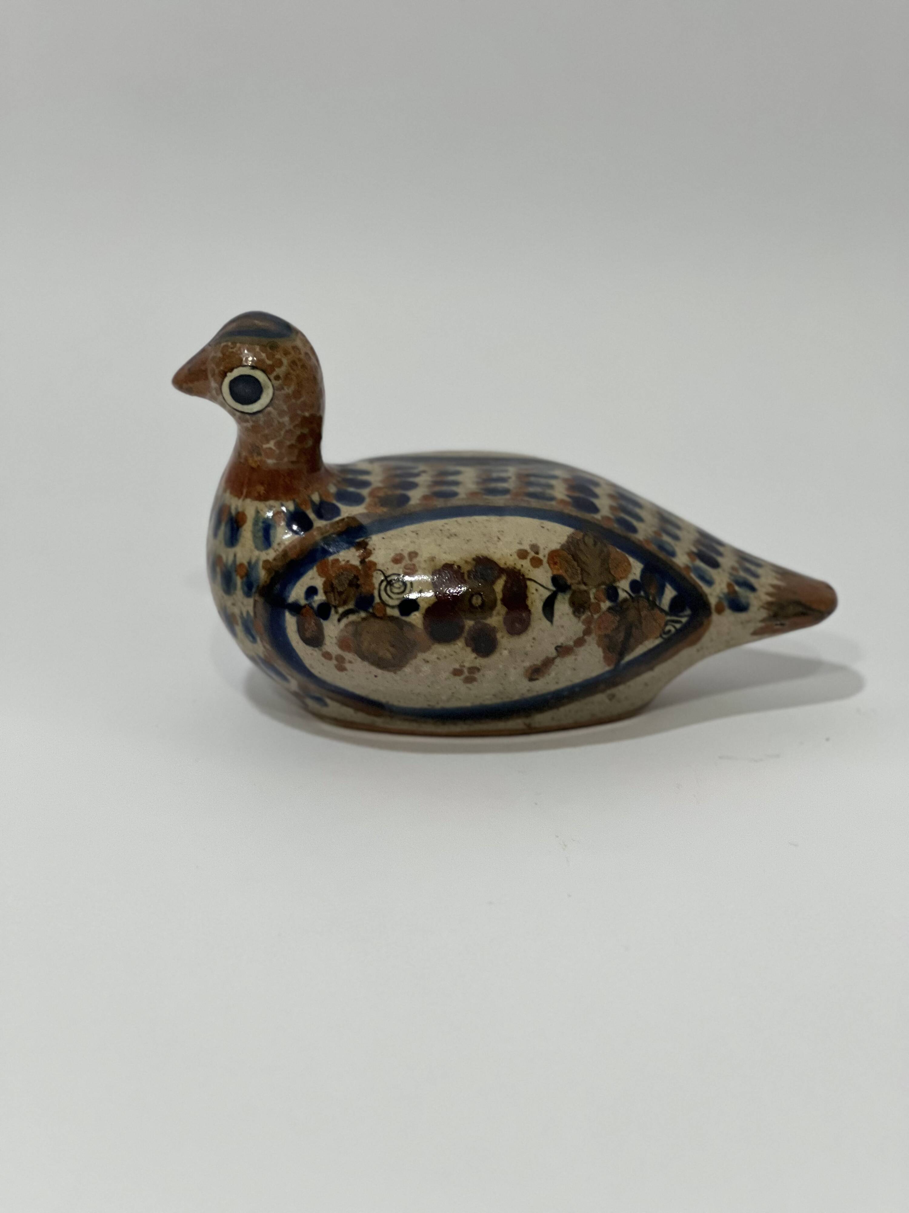 Vintage mexican ceramic tonala - hand painted dove